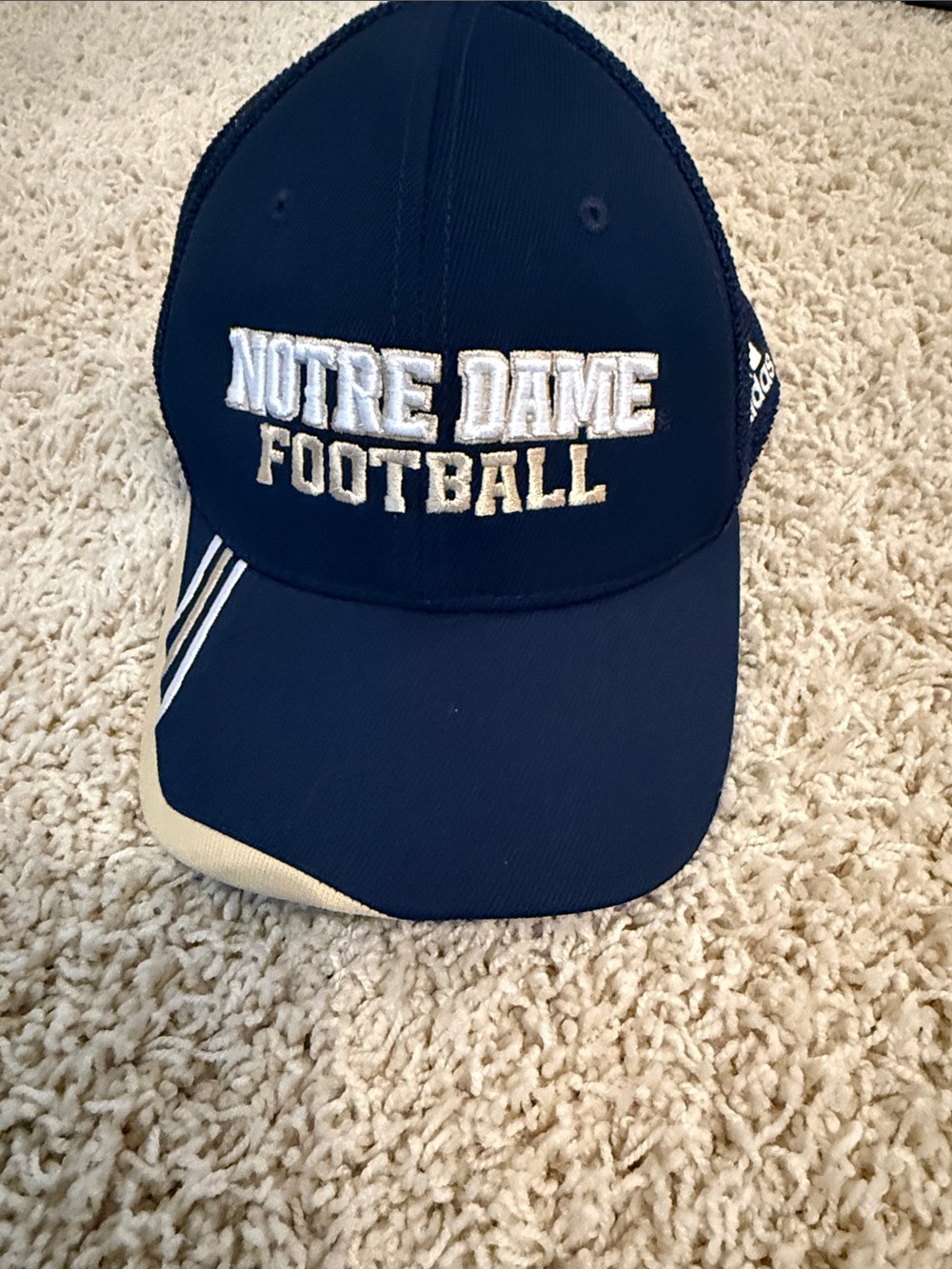 Adidas Navy and Cream Notre Dame Football Youth Trucker Cap